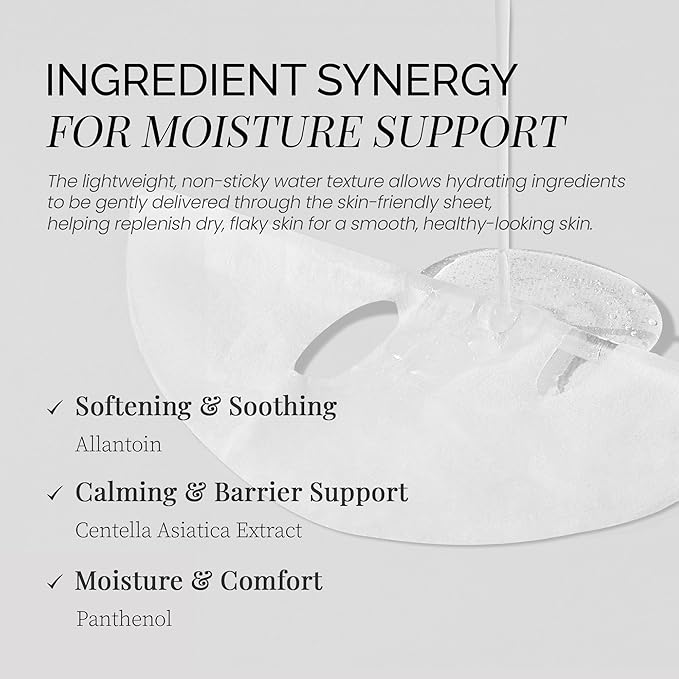 Hydration Essence Mask (5+1ea), Intensive Hydrating Sheet Mask for Dry & Sensitive Skin, Deep Moisture Korean Skincare Facial Mask, Clean Beauty, Vegan