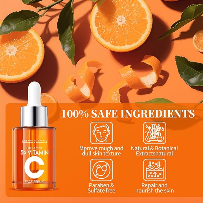 Vitamin C Serum 20% for Face, Anti-Aging & Hydrating Serum with Hyaluronic Acid & Niacinamide, Helps Reduce Wrinkles, Plump Skin, Even Tone, for All Skin Types, 1 Fl Oz