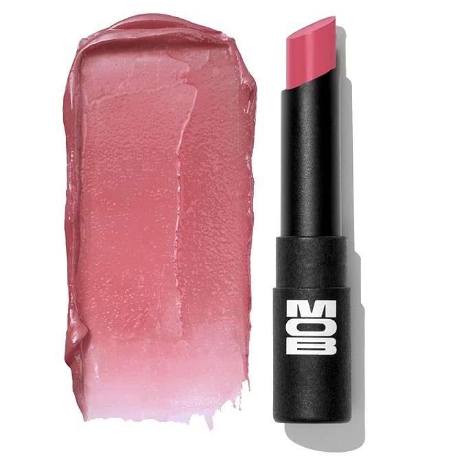 MOB Beauty Hydrating Shine Lip Balm, Soft Rose Tinted Lip Balm Stick with Jojoba and Sunflower Oils, Moisturizing Glossy Finish, Vegan, Cruelty Free