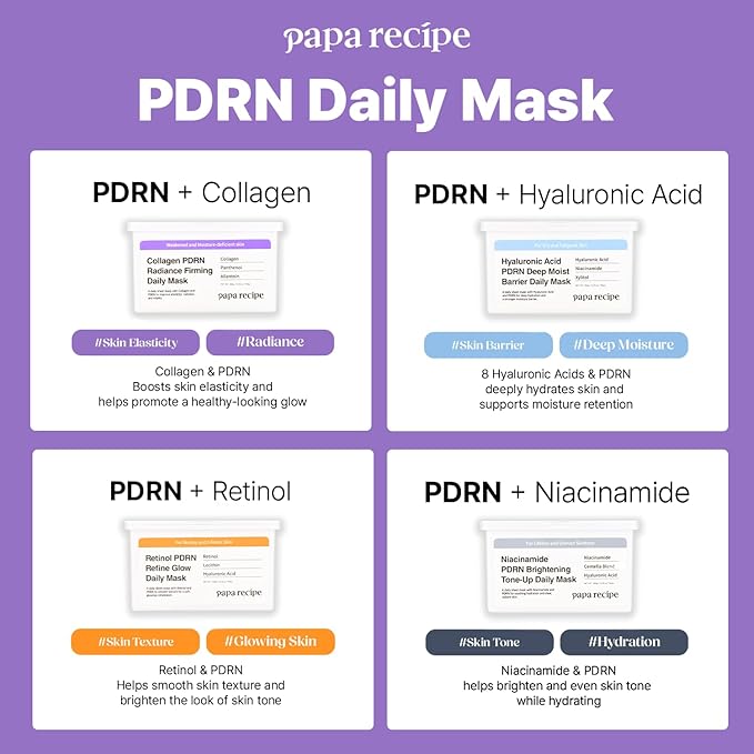Papa Recipe Collagen PDRN Radiance Firming Daily Mask (30 Sheets) - Korean Skin Revitalizing Facial Masks, Anti-aging - Soothing, Calming & Hydrating Face Skin, Sensitive Skin-friendly