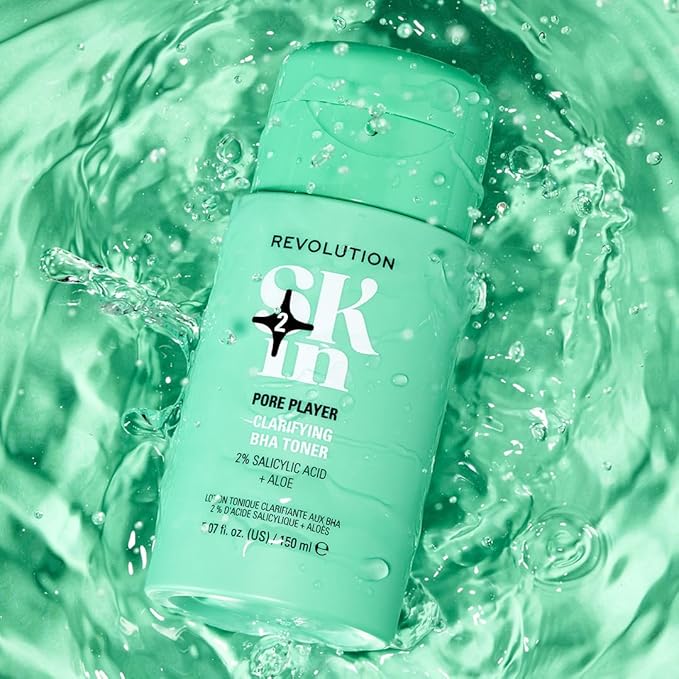 Revolution Skin, Pore Player 2% Salicylic Acid & Aloe Clarifying BHA Toner, Facial Toner & Exfoliator with Salicylic Acid, Vegan & Cruelty-Free, 11.69 fl oz