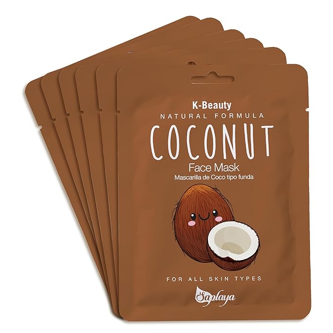 Saplaya Face Masks 6 Pack Scented Facemask Sheets Skin Care Mask Single Scent K-Beauty Natural Formula