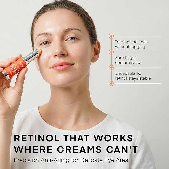 VELAMO ADVANCED Retinol Eye Stick: Renewing & Firming Under Eye Balm for Dark Circles, Puffiness, Fine Lines & Wrinkles - Travel Essentials, Portable & Perfect for On-the-go Use, 0.1 OZ/3g