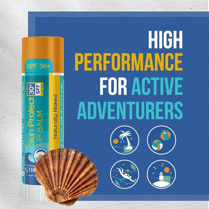 STREAM 2 SEA Naturally Naked Lip Balm Set - Reef Safe SPF 30 Unscented Hydrating Lip Care, Moisturizing + Sun Protect Outdoor Lip Balm For Beach and Sports, Paraben Free Natural Lip Care