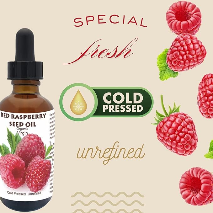 Best Nature's Red Raspberry Seed Oil – 100% Pure, Organic, Cold-Pressed – Natural Face & Hair Moisturizer – Rich in Vitamin E, Omega 3 – Anti-Aging Skincare – 2 fl oz / 60 ml