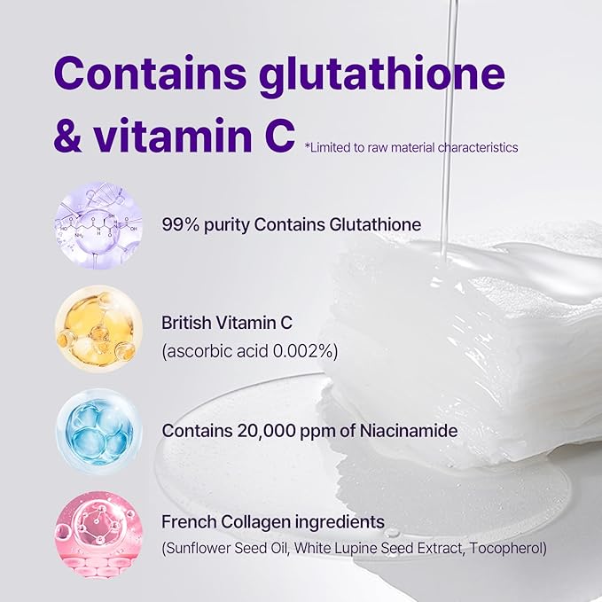 Color Deep Glutathione Vita 365 **Facial Sheet Mask** (30 Count) | Daily Hydrating Vegan Mask with Glutathione, Niacinamide & Vitamin C Complex for Radiant Skin