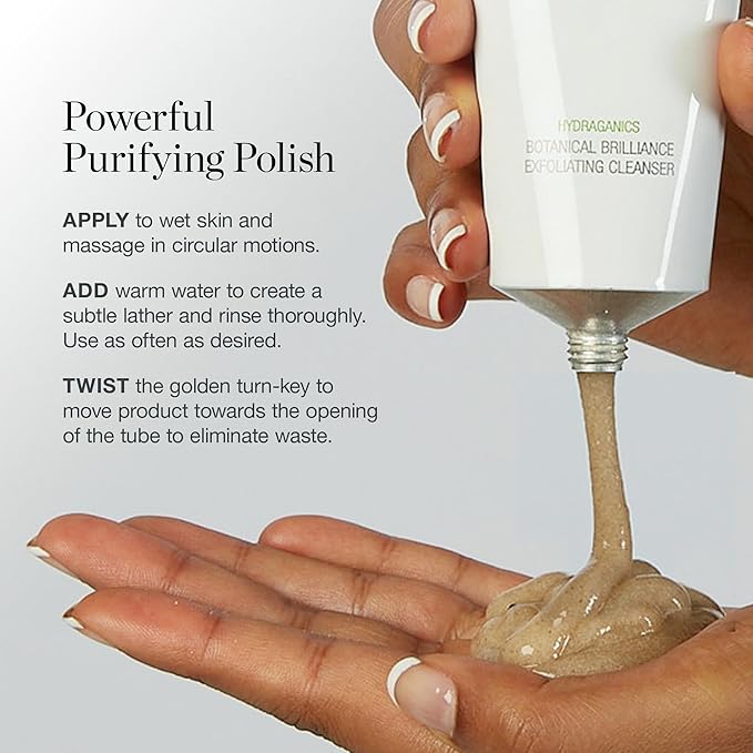 Ogee Botanical Brilliance Exfoliating Cleanser, High Performance Facial Wash, Certified Organic Face Exfoliator Made in USA, 3.8 Fl Oz (Pack of 2)