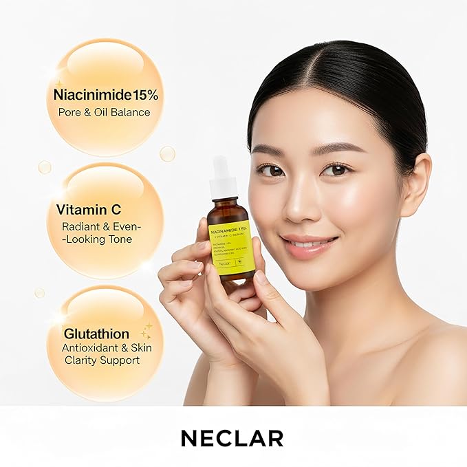 15% Niacinamide Serum for Face - with Vitamin C, Glutathione - Korean Dark Spot Serum for Uneven Tone, Enlarged Pore, Dullness, Ance-Prone, Sensitive Skin - Fragrance-Free, Daily Use