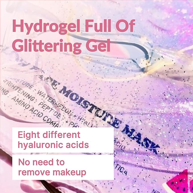 LALARECIPE Glow Face Moisture Mask – Hydrating & Cooling Hydrogel Facial with 8-Hyaluronic Acid, Watermelon & Peptides – Vegan Korean Skincare for Radiant Skin (Pack of 10)