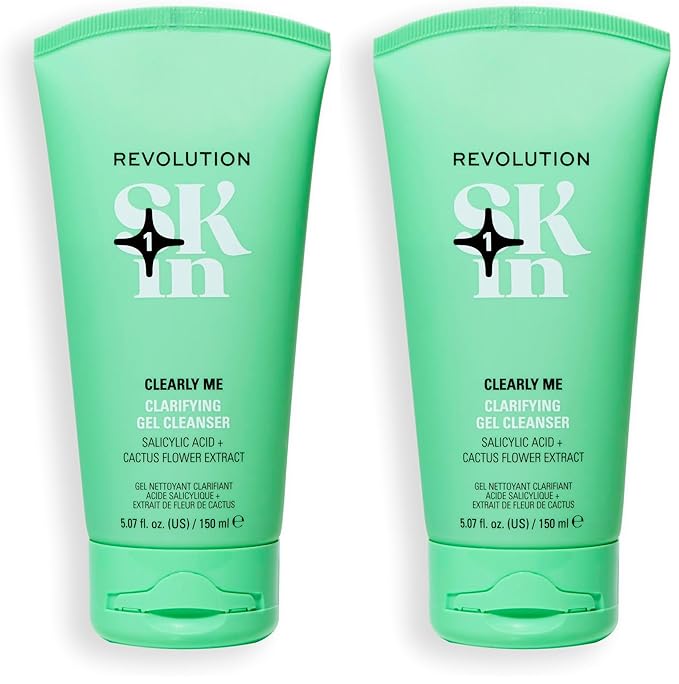 Revolution Skin, Clearly Me 2% Salicylic Acid Clarifying Cleansing Gel, Hydrating Face Wash for Blemish-Prone & Oily Skin, Vegan & Cruelty-Free, 11.69 fl oz (Pack of 2)