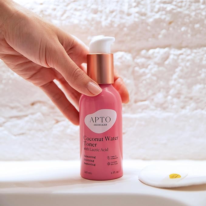 APTO Coconut Water Toner w/Lactic Acid: Daily Hydrating, Clarifying & Exfoliating Facial Toner for Skin That's Smooth, Fresh & Revitalized, 4 fl. oz.