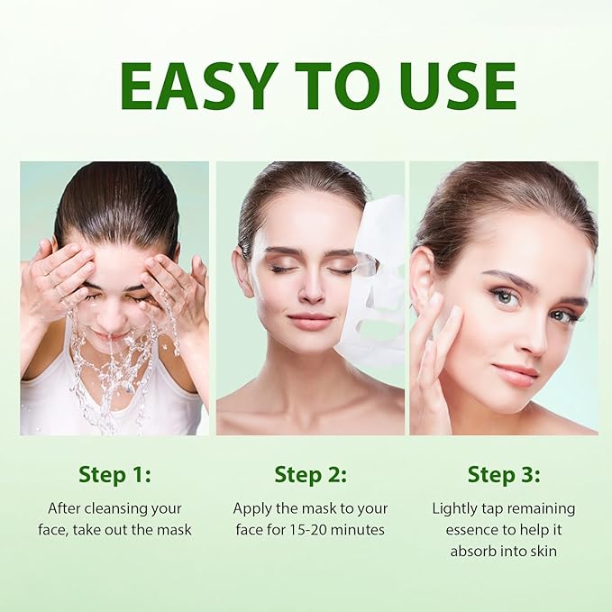 Hydrating Facial Masks Skincare for Women,Aloe Vera Face Mask Sheet Skincare,Moisturizing Face Mask for All Skin Types (10-Packs)