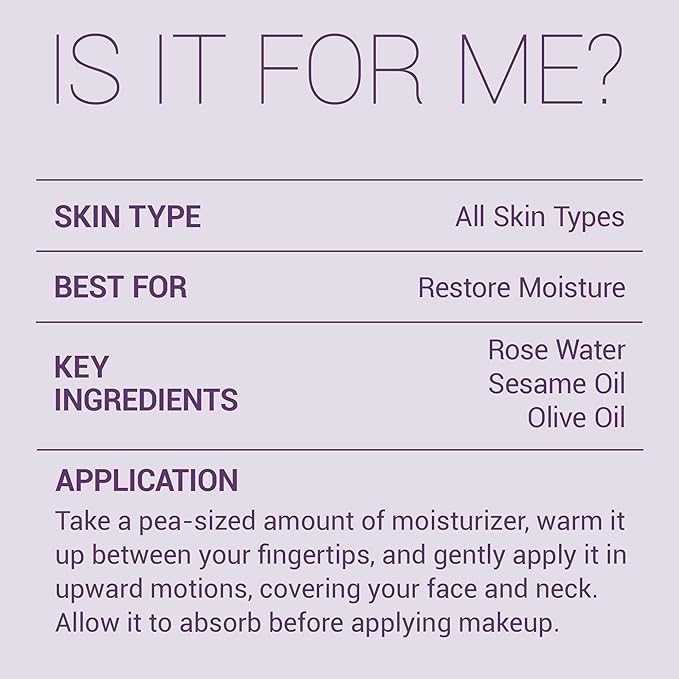 Rose Moisture Cream, Daily Care Non-Greasy Cream, Helps Soothe and Calm your Skin, 1.52 OZ, Made in UK