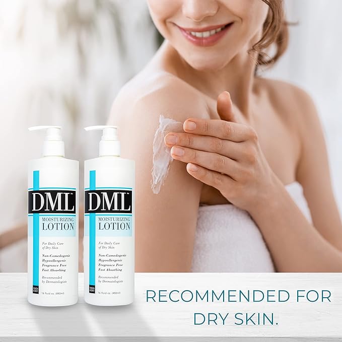 DML Moisturizing Lotion- Hydrating Hand and Body Moisturizer / Hypoallergenic Body Lotion for Dry and Cracked Skin / Gentle, Unscented Moisturizing Lotion Great for Men and Women / 16 oz (Pack of 2)