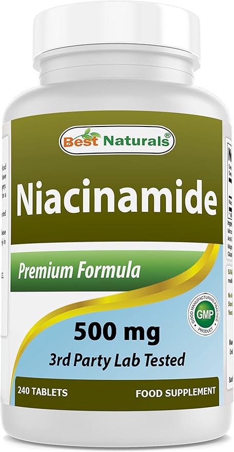 Best Naturals Niacinamide 500mg 240 Tablets (Suitable for Vegetarian) - Non-Flushing Form of Niacin (Vitamin B3)