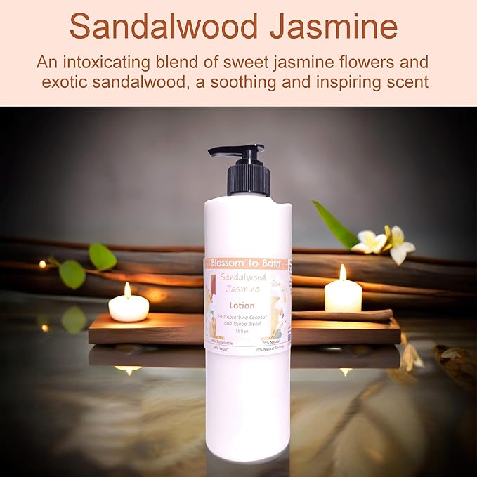 Sandalwood Jasmine Lotion (16 ounce) - Natural Fragrance - Absorbs Quickly with a Stirring Earthy Floral Scent