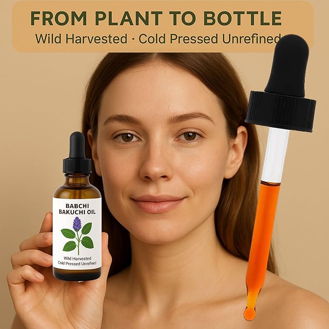 Best Nature's Cosmetics Bakuchi (Babchi) Oil – 100% Pure, Cold Pressed Facial Oil for Skin Care – Bakuchiol-Rich Psoralea Corylifolia Seed Oil – 2 fl oz / 60 ml