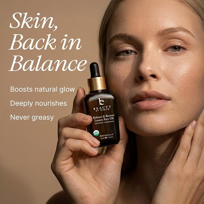 USDA Organic Face Oil - USA Made with Natural Ingredients, Anti Aging Formula for Acne-Prone & Oily Skin, Facial Oil with Vitamin E, Rosehip, Argan & Jojoba Oils for Sensitive Skin, Eczema & Rosacea