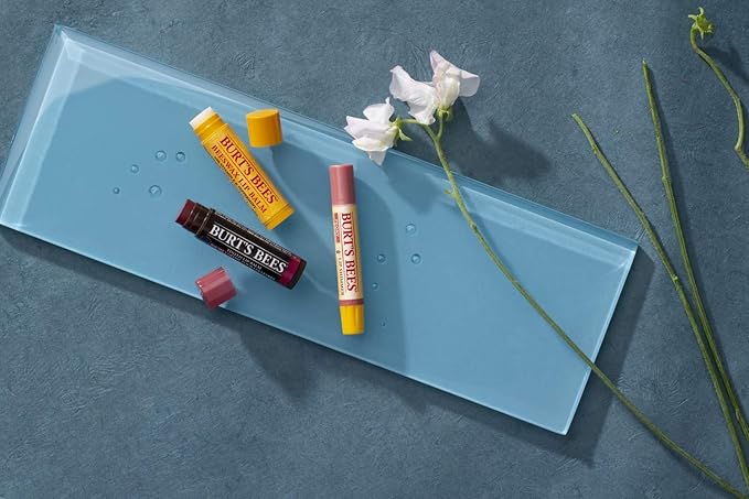 Burt's Bees Lip Balm Stocking Stuffers, Moisturizing Lip Care Holiday Gift, 100% Natural, Original Beeswax with Vitamin E & Peppermint Oil (4 Pack)