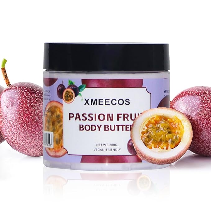 XMEECOS Body Butter| Moisturizing| Vegan friendly| Cruelty-free| for men and women| Gentle| Great for dry skin (Passion Fruit)