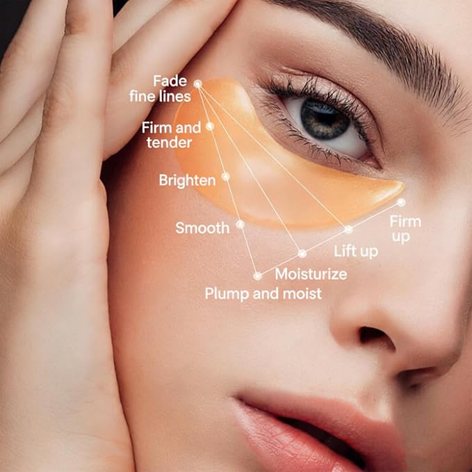 Vc Anti-Wrinkle Eye Serum Oil, Lutein Eye Essence Oil, 5 Collagen Vitalizing Hydrogel Eye Patch and VC Rollerball Set for Dark Circles and Puffy Eyes, Firming Anti-Aging, for Women & Men (2)
