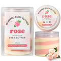 Rose Whipped Body Butter, Whipped Body Butter for Women, Shea Body Moisturizer for Dry Skin, Gentle Hydration with Long Lasting Moisture-3.4 floz+6.8 floz