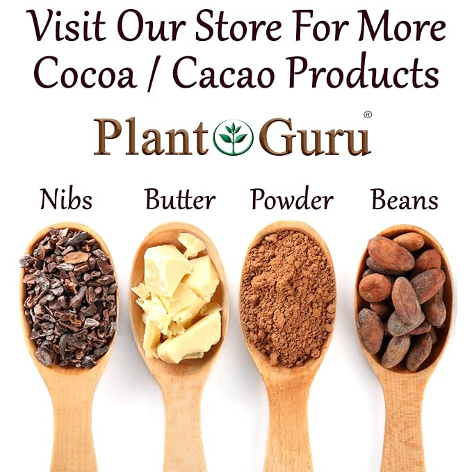 Plant Guru Raw Cocoa Butter 2 lbs. Bar - 100% Pure Natural Unrefined FOOD GRADE Arriba Nacional Cacao Bean, Great For Chocolate Making, Soap, Lip Balm and Moisturizer For DIY Body Butters