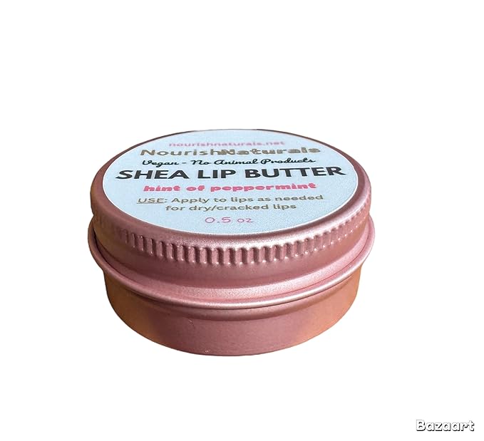 Shea Lip Butter - All Natural 4 Ingredient Lip Balm - Pack of 3 - ultra moisturizing vegan lip balm, for long lasting hydration, travel sized, w/Peppermint oil, nontoxic ingredients