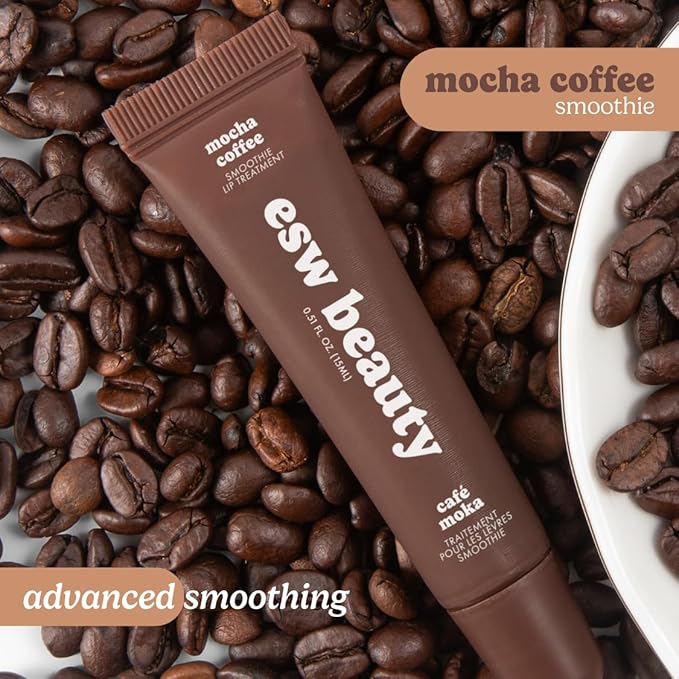 ESW Beauty Mocha Coffee Smoothie Lip Treatment – Rich Mocha & Fresh Coffee with Shea Butter & Peptides for Smoother, Softer Lips