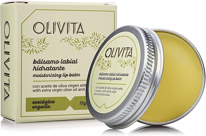Olivita Natural Moisturising Lip Balm with Extra Virgin Olive Oil, Argan Oil, Shea Butter, Cocoa Butter and Beeswax - Organic Cosmetics - Natural Cosmetics