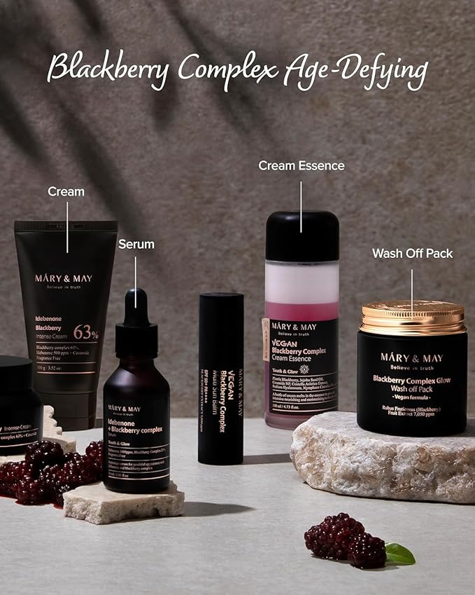 Mary&May Premium Idebenone Blackberry Complex Essence Mask (20 Sheets) – Bamboo Charcoal Sheet, Daily Pull-Out Dispenser Korean Face Mask with Vitamin C, Panthenol & Ceramide for Hydrating Radiance