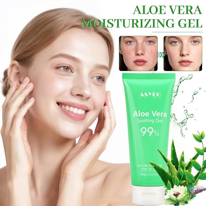 100x2 ML Aloe Vera Gel – 99% Organic Pure Aloe Vera Hydrating Face & Body Moisturizer, Natural Aloe Cream for Dry Skin, Sunburn, Acne, Soothing & Moisturizing for Face Body Hair