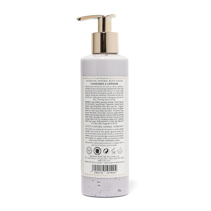 Hydrating Mineral Body Lotion Natual Water-Based not greasy Lotion Nurturing and Soothing Daily Lotion (Chamomile & Lavender)