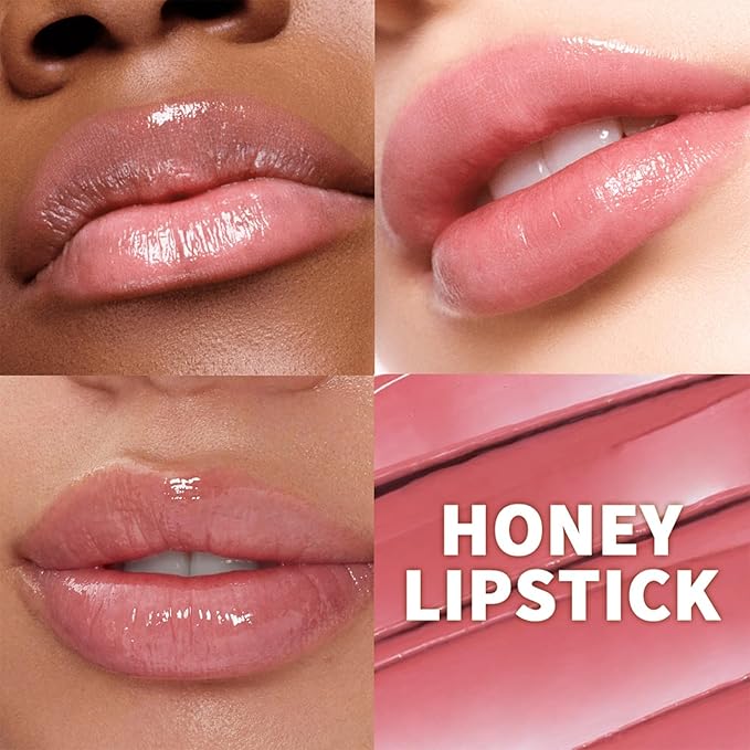 Honey Lip Tinted Lip Balm, Nourishing Hydrating Natural Color, Moisturizing Lip Care for Soft Lips for Daily Use, Enhances Lips with a Subtle Tint, Long Lasting, Lightweight (1PCS Pink, Large)