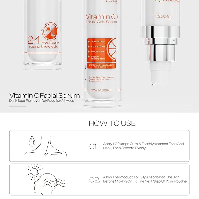 Vitamin C Face Serum: Skin Tone and Wrinkle Reduction - Nighttime Routine for Radiant Complexion in Fashion Women