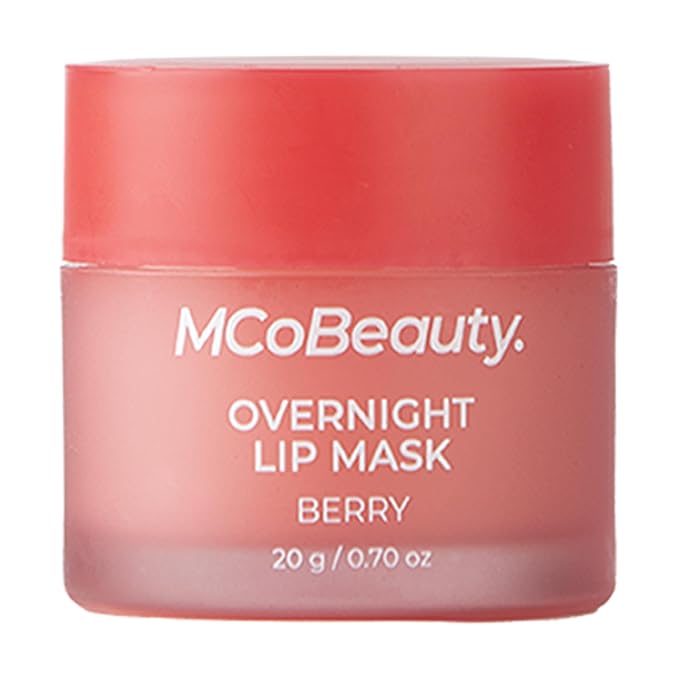 MCoBeauty Double Duty Lip Mask Berry - Hydrating Lip Balm with Coconut Oil Vitamin E Hyaluronic Acid - Overnight Lip Mask Treatment for Dry Lips - Tinted Lip Care, Vegan Cruelty Free - 15g