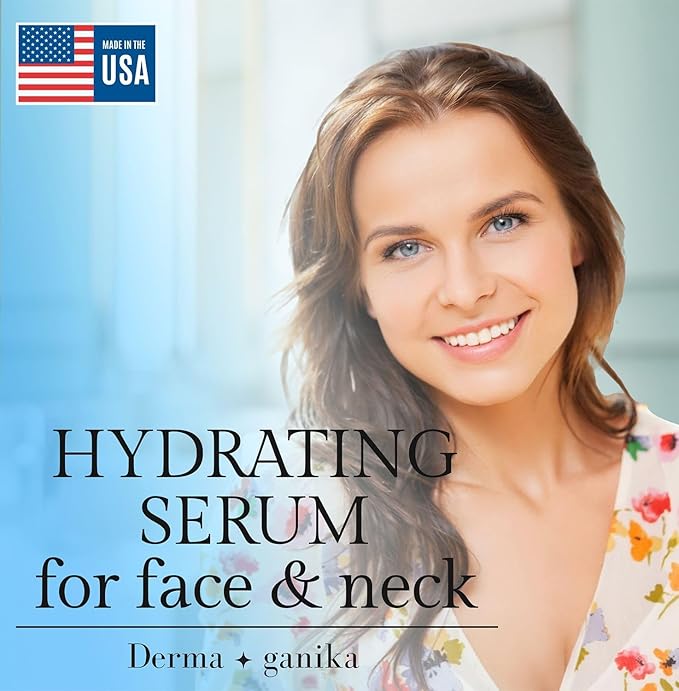 Derma ganika Hyaluronic Acid Serum for Face & Neck - Made in USA Ultra-Hydrating Anti-Aging Serum with Aloe Vera | Softens, Smooths, and Brightens Dry & Sensitive Skin (Pack of 2)