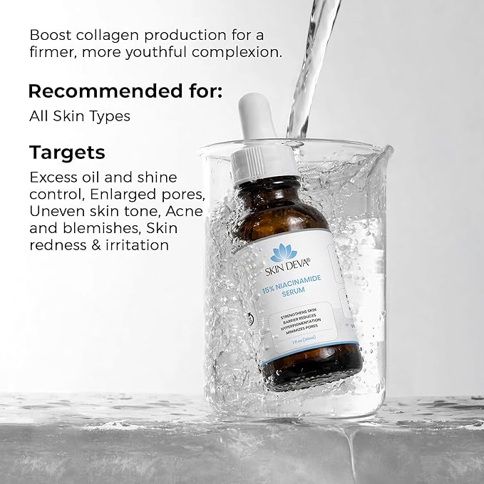 Skin Deva 15% Niacinamide Serum with Vitamin B3 – Pore Appearance & Oil Balance Facial Serum, Lightweight Formula for Smooth, Even-Looking Skin - 1 Fl Oz