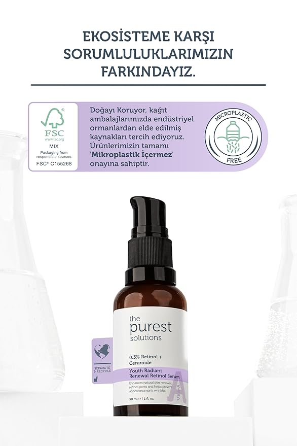 The Purest Solutions Lipozomal Retinol 0.3% Night Serum with Ceramide – Advanced Anti-Aging Facial Serum for Fine Lines, Uneven Tone & Radiant Skin