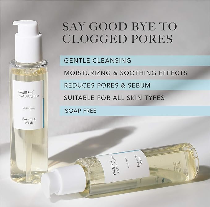 A24 Organic Aloe Foaming Wash | pH 5.5 | Hypoallergenic | No Water Added | 99% Natural | Vegan Formula | Ideal for Sensitive and Dry Skin | Soap Free