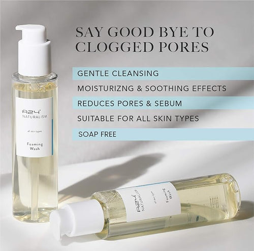 A24 Organic Aloe Foaming Wash | pH 5.5 | Hypoallergenic | No Water Added | 99% Natural | Vegan Formula | Ideal for Sensitive and Dry Skin | Soap Free