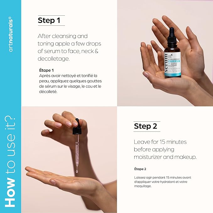 ArtNaturals Hyaluronic Acid Serum - Anti- Aging Facial Serum, Natural Moisturizer w/Vitamin C Serum & Vitamin E - for Skin Care - Reduce Wrinkles & Dark Spots (1 Fl Oz (Pack of 1))