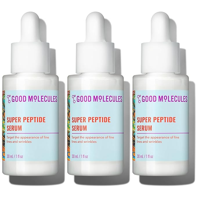 Good Molecules Super Peptide Serum Pack 3 – 1 fl oz / 30 ml Each | Lightweight Facial Serum with Peptides & Copper Tripeptides, Water-Based Skincare