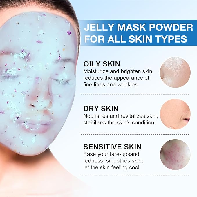 Jelly Mask for Facials Professional, Hydrating & Moisturizing Peel-Off Natural Gel Face Mask SkinCare, Professional Spa Use Jelly Face Masks, Deep Hydration & Glow 23 Fl Oz (6 Pack)