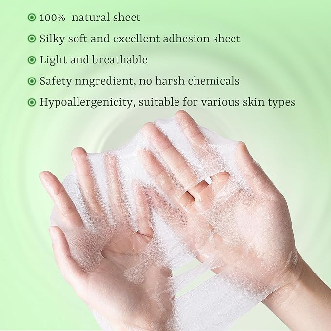 Aloe Vera Face Masks Skincare Soothing & Hydrating Face Masks Aloe Face Mask for Dry, Oily, Sensitive Skin, Aloe Sheet Masks for Sunburn Relief and After Sun Care, 10 Pack, Valentine's Day Gift