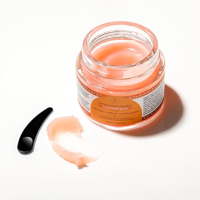 Nature Spell Papaya Cleansing Balm, Gently Removes Makeup & Hydrates Skin, Infused with Bakuchiol & Apricot, Vegan, For All Skin Types, 3.38 Fl Oz