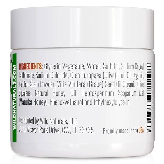 Manuka Honey Face Scrub - Gentle & Natural Blemish Control Exfoliator - Non-Toxic Facial Cleanser for Acne, Eczema, Blackheads, Dry & Sensitive Skin - Hydrating Exfoliating Scrub