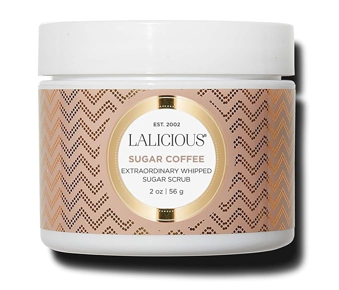 LALICIOUS Sugar Kiss Sugar Scrub for Body, Exfoliating Body Scrubs for Women, Moisturizing Body Exfoliator with Coconut Oil & Honey for Radiant Skin, Zero Greasy, No Parabens (Sugar Coffee 2oz)