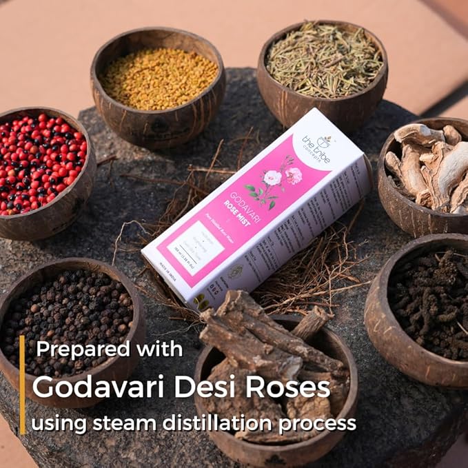 The Tribe Concepts Godavari Rose Mist Face Toner, Pure Distilled Rose Water for Hydration, Brightening Even Skin Tone - 100 ml Pack of 1 Standard