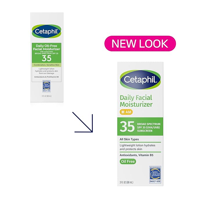 Cetaphil Face Moisturizer, Daily Oil Free Facial Moisturizer with SPF 35, For Dry or Oily Combination Sensitive Skin, Fragrance Free Face Lotion (Pack of 12)